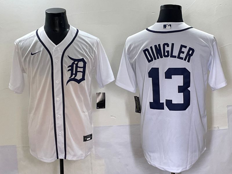 Men 2025 Detroit Tigers 13 Dingler White Game Nike MLB Jersey style 1